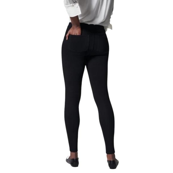 Spanx Jean-ish Ankle Leggings in Black Pull on style 4 way stretch skinny - Picture 3 of 14